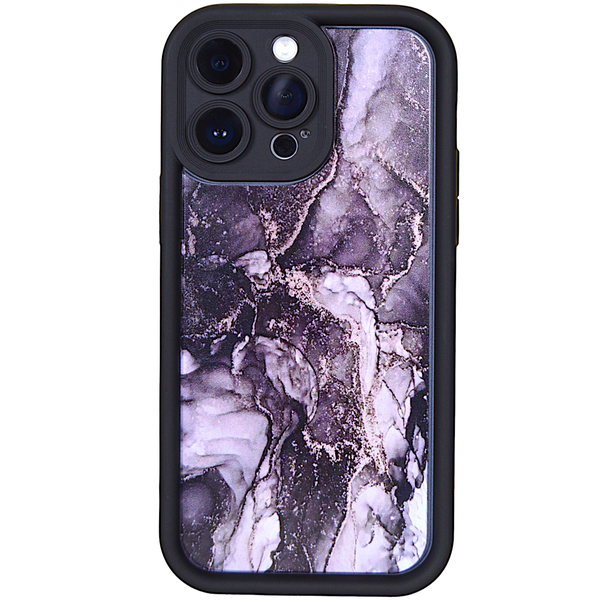 Black - Phone Case with Bubble Edge &amp; Marble Look - Iphone 14 Pro Max