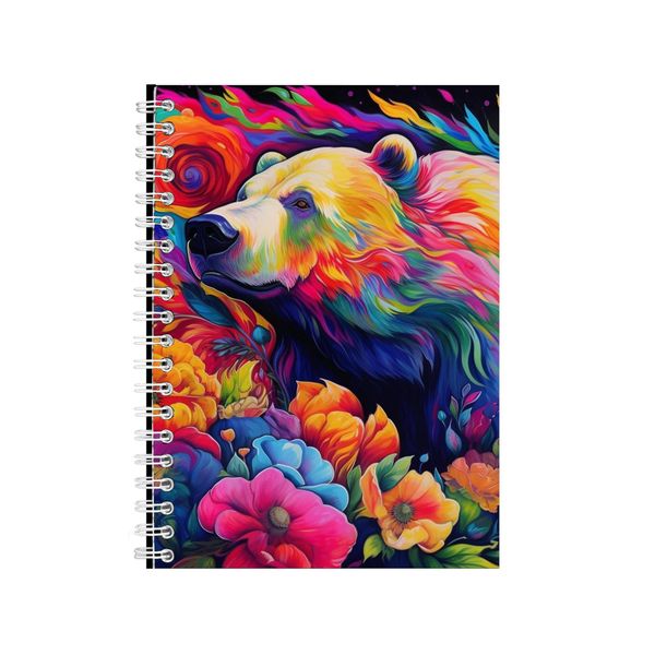 Grizzly Bear Calla Lilies Neon Notebook Gift Idea A4 Notepad Pad 73