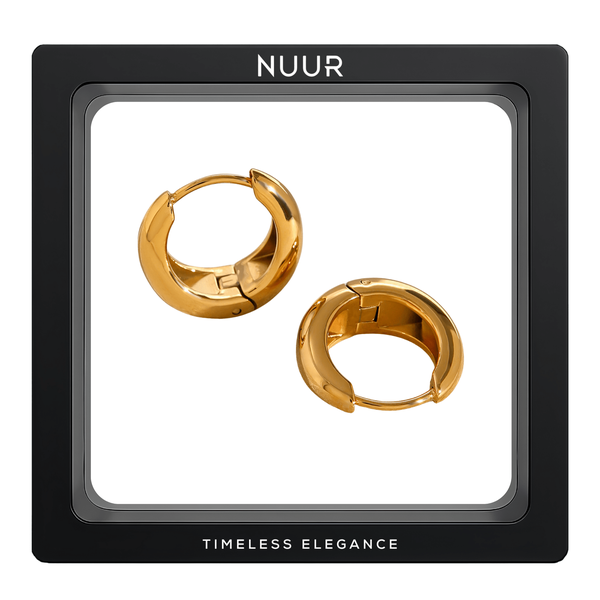 NUUR Luna Earrings - 18K Gold-Plated - Waterproof Huggie and Hoop Earrings