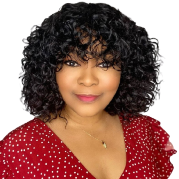 Brazilian Hair Fringe Wig, Water Wave Curls "8".