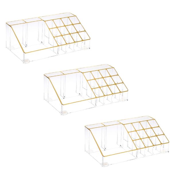 16 Compartments Cosmetic Organizer - 3pcs Set, 21.7cm.