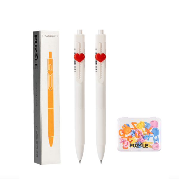 Nusign Gel Pen 0.5mm black ink 2Pcs with 32Pcs puzzle