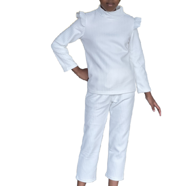 Girls White Warm Teddi Lined Two Piece Tracksuit