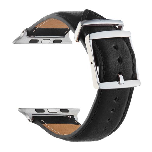 Brown Leather Strap compatible with Silver 46/45mm Apple Watch Series 10-7