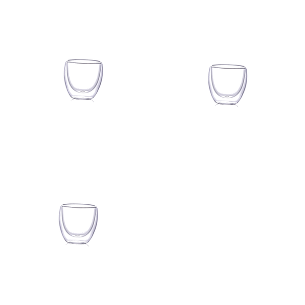 High Borosilicate Glass Double-Layer Cup 80ml - Transparent - 3 Pack