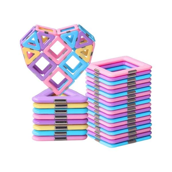Motor Skills Development Magnetic Building Tiles Set - Multicolor-30 Piece