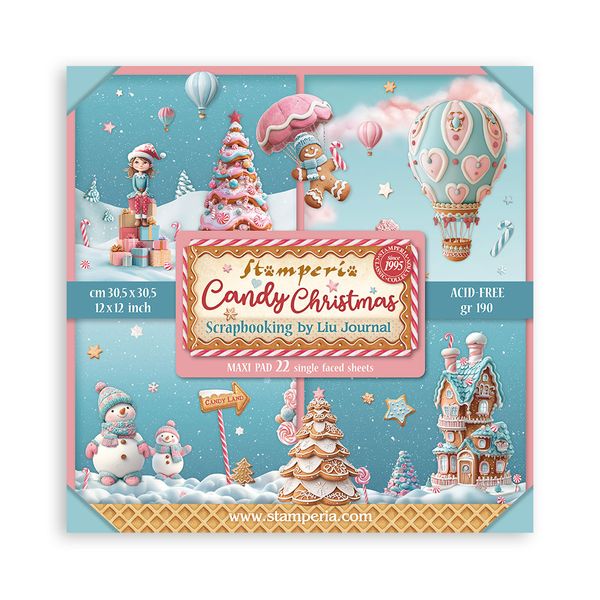 Stamperia Candy Christmas 12 x 12 Single Face Maxi Pad 22pg