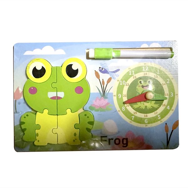 Three-in-one clock, cognitive drawing board, puzzle