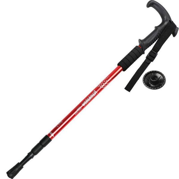 Durable Aluminum Trekking Pole, Adjustable, Light, Versatile, Red