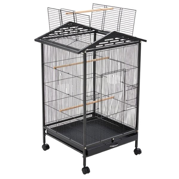 Pet Large Open Roof Top Bird Cage With Rolling Stand - 86CM