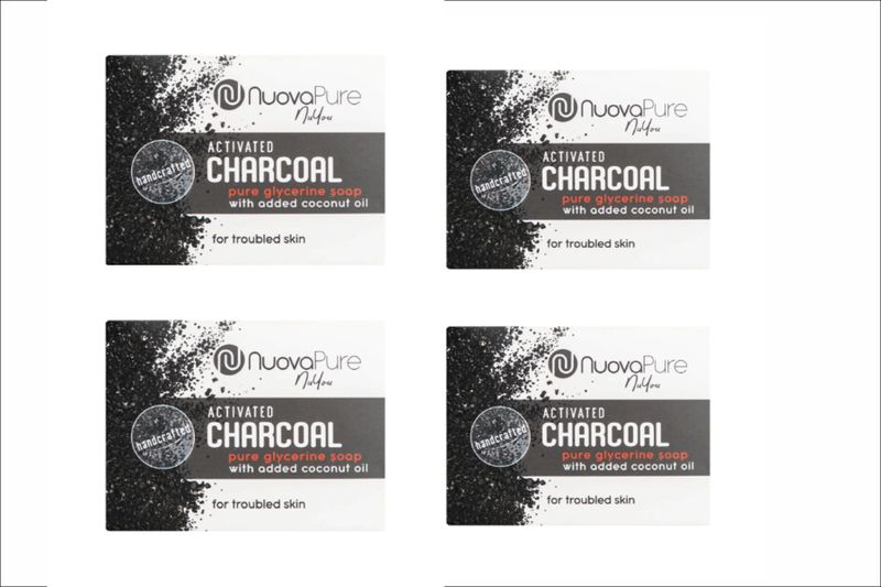 Nuova Pure Glycerine Activated Charcoal Soap 100g x4