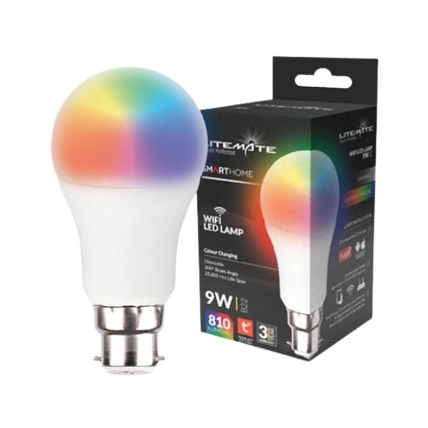 LITEMATE- Wifi LED Light Bulb - (9W) Dimmable and Colour Changing