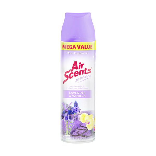 Air Scents Aerosol Air Enhancer Mega Value Lavender and Vanilla 6 x 500ml