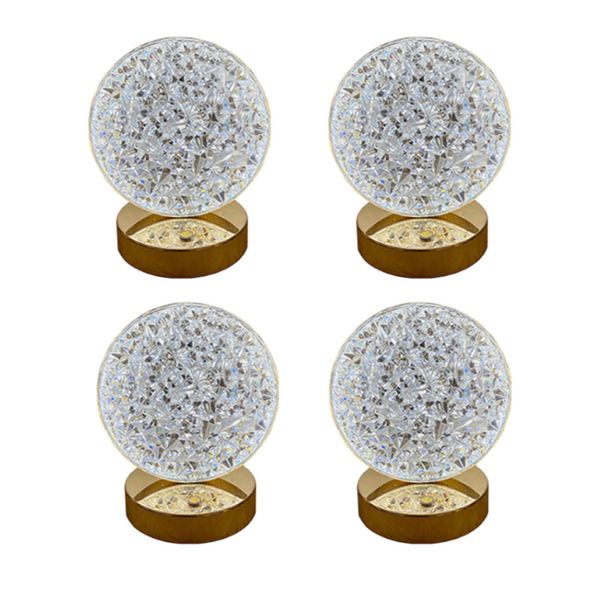 Set Of 4 Decorative Full Moon-Shaped Touch Sensor Crystal Table Lamp BA-563