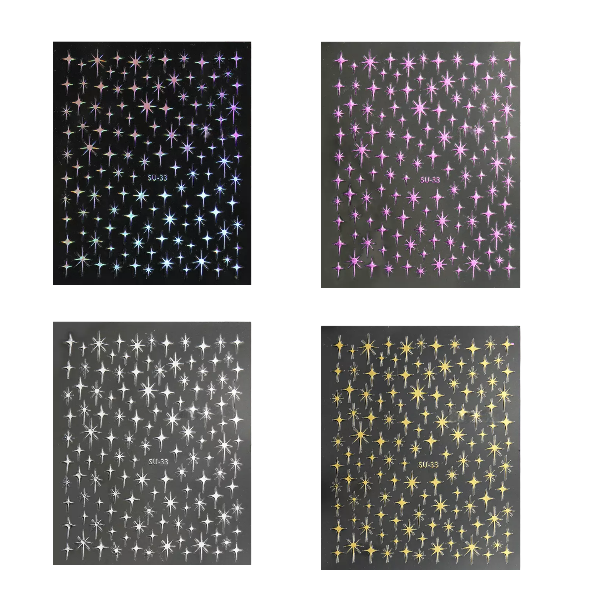 4-Pack Star-Shaped Colorful Vibrant Nail Art Stickers