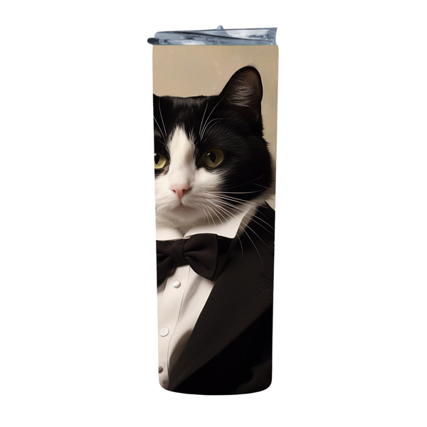 Tuxedo cat in the winter 20 oz straight skinny tumbler 229