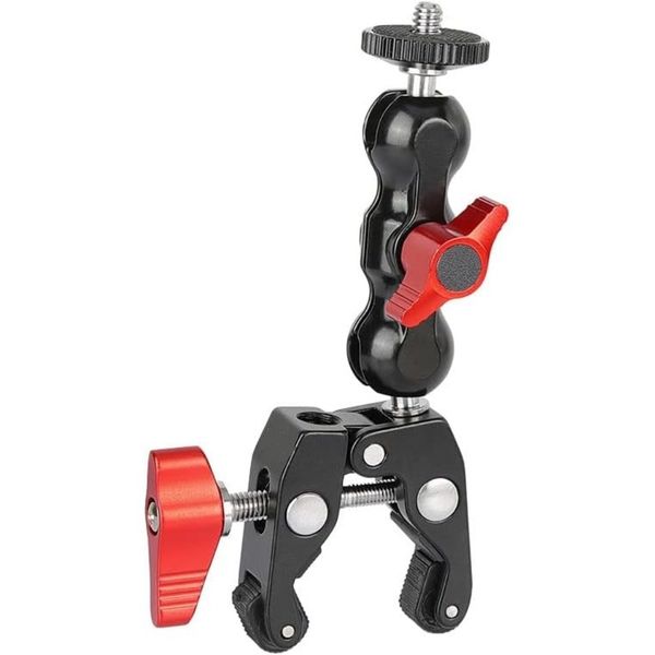 Metal Dual-Ball-Head Universal Magic Arm Pea-Clamp Mount