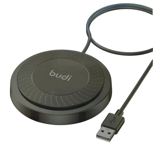 15W Black Fast Charging Portable Wireless Desktop Round Charger