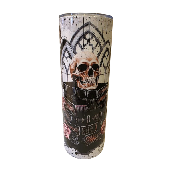 20oz/ 600ml Tumbler with lid and straw - Bookish Themed