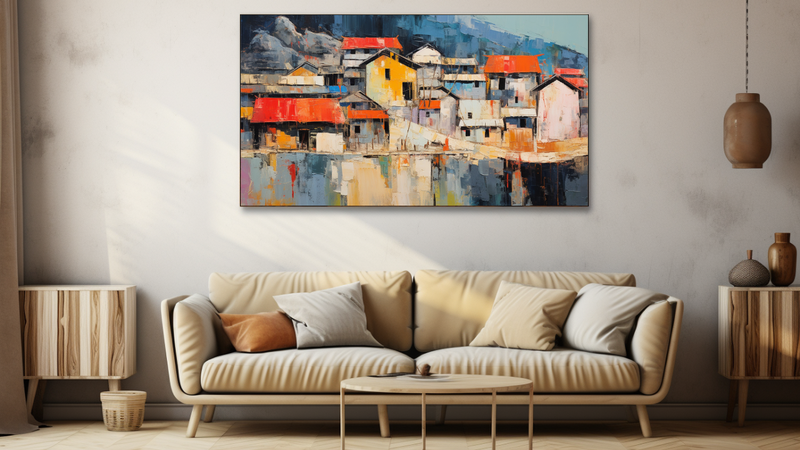 Canvas Wall Art - Village Vibes abstract - HD0090