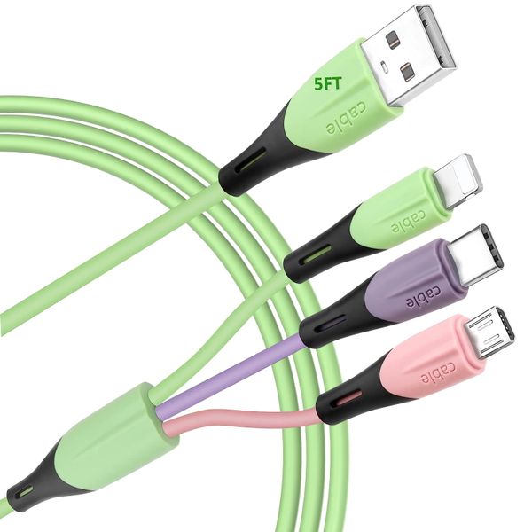 3 in 1 Multiple USB Charger Cable Charger with IP/USB C/Micro USB Port