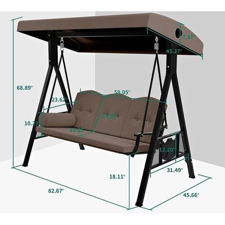 Prestige Home 3 Seater Outdoor Swing with adjustable Canopy