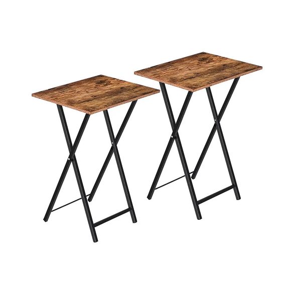 2 Set Of Portable Folding Coffee Snacks Meals Laptop D cor Wooden Side Table