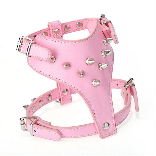 Spiked Studded Leather Puppy Dog Harness Vest for Small Breeds Black