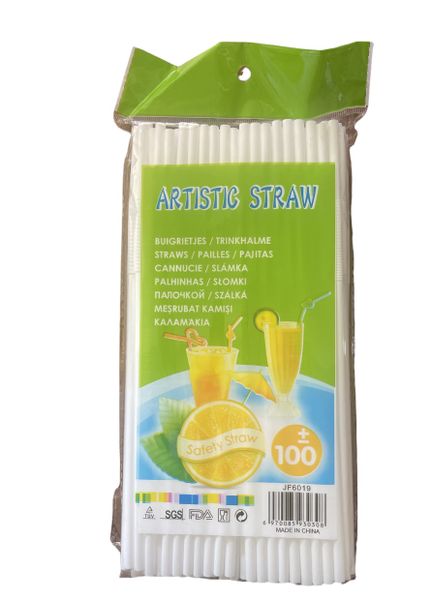 Artistic Straws Jumbo Reusable Straws Milkshake White 100 Pieces