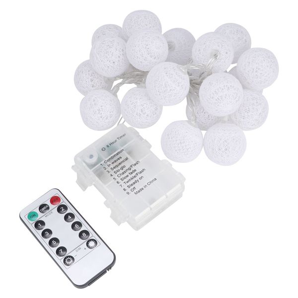 Cotton Ball String Lights 20Led White 2.1M image