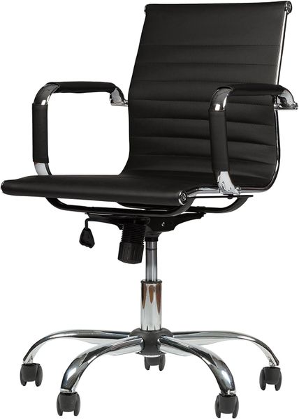 Office Chairs -PU Leather Medium Back Swivel - Black Colour