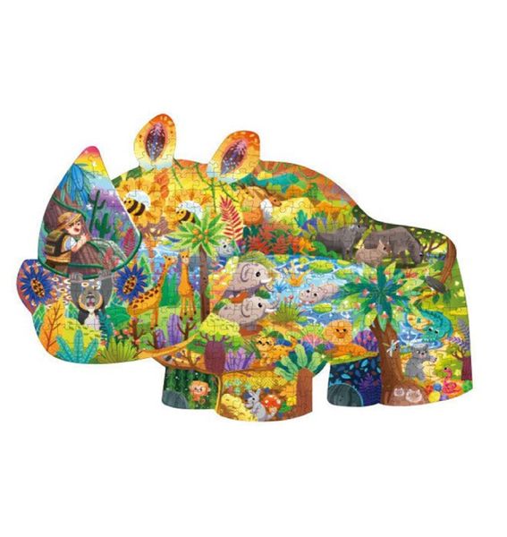 287 Pieces Africa Savannah Puzzle - Rhino Shaped Puzzle