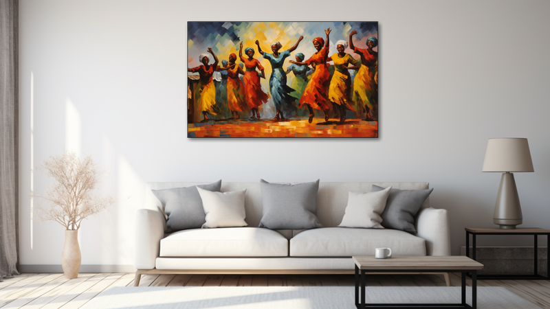 Canvas Wall Art - Village Dance Celebration Abstract - MT0283