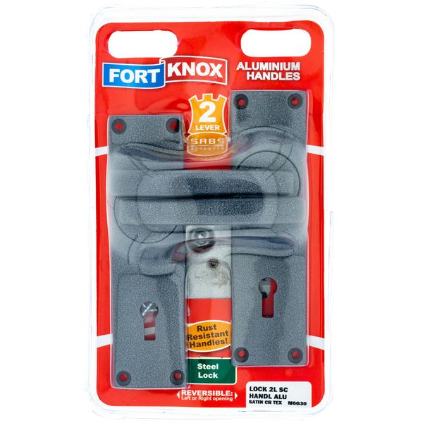 FORT KNOX 2-LeverLockset Stl.Lock SatinChromeTexturedHandles Alu. Q:1 M6G30