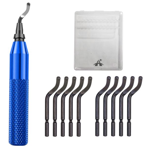 ALANES Metal Deburring Tool Kit with 10 Pcs High-Speed Rotary Deburr Blades