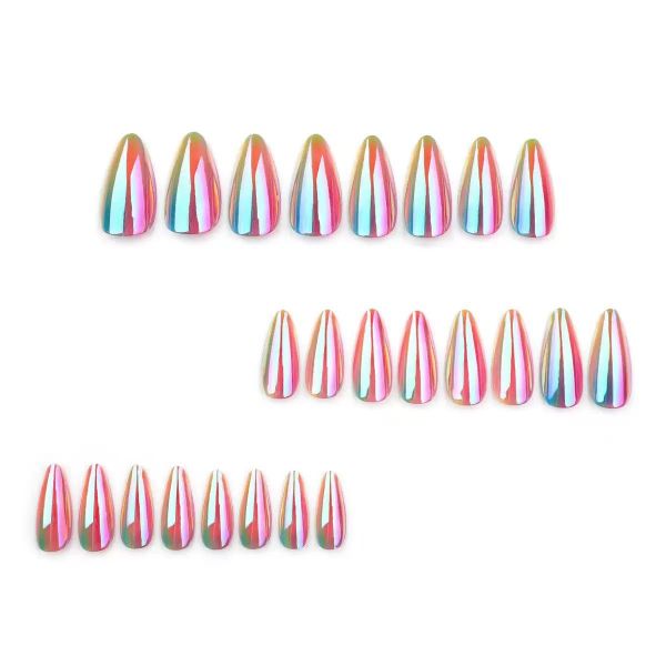 Vibrant Coated Wearable Nail Art Almond-Shaped False Nails