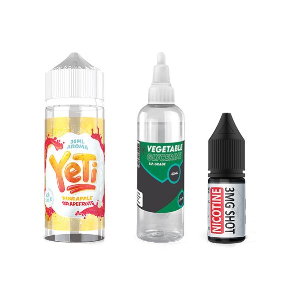 120ml Yeti Vape Juice DIY Longfill Kit - Pineapple &amp; Grapefruit - 3mg