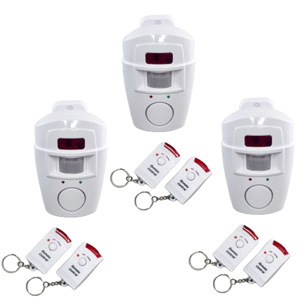 YAS PACK of 3 Remote Motion Sensor Wireless Alarm - AA Battery Operated