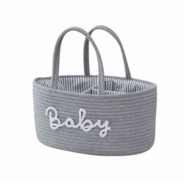Portable Multifunctional Mommy Diaper Bag Cotton Rope Grey for Travel