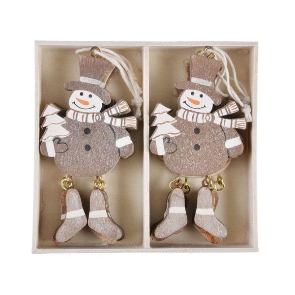Snowman Legs Novelty Wooden Christmas Tree Decorations - Set Of 6