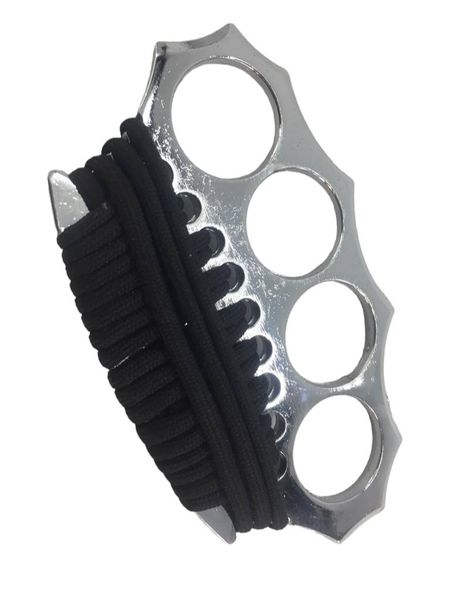 Silver Knuckle Duster With Paracord - 4446S