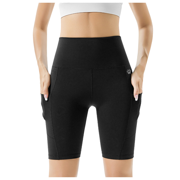 GYMPANTHER Women's Quick-Dry Biker Yoga Scrunch Bum Shorts with Pocket