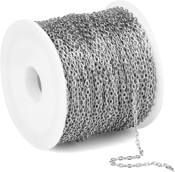 Stainless Steel Cable Chain Roll, Silver DIY Jewellery Making Craft Chain