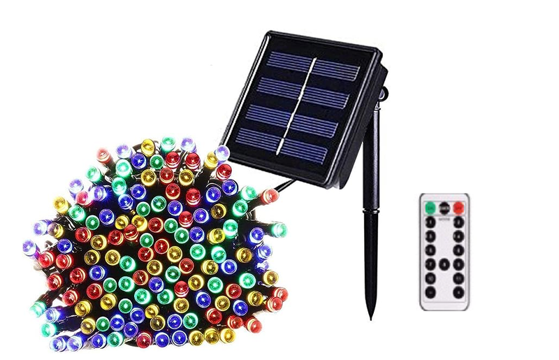 12M Colorful Solar Fairy String Light 100 LED 8 Mode with Remote