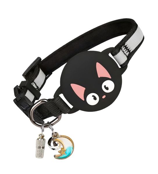 Adjustable Reflective Cat Collar,with Waterproof AirTag Case and Buckle