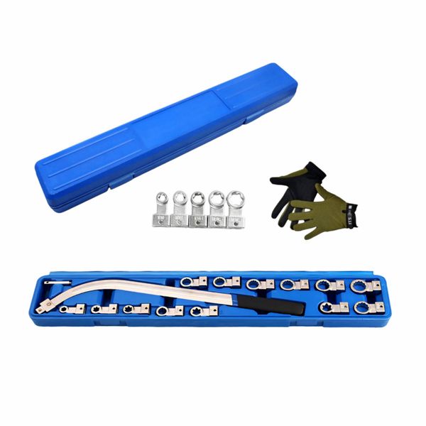 Professional Belt Pulley Removal Wrench Kit With 13 Adaptors, Gloves &amp; Case
