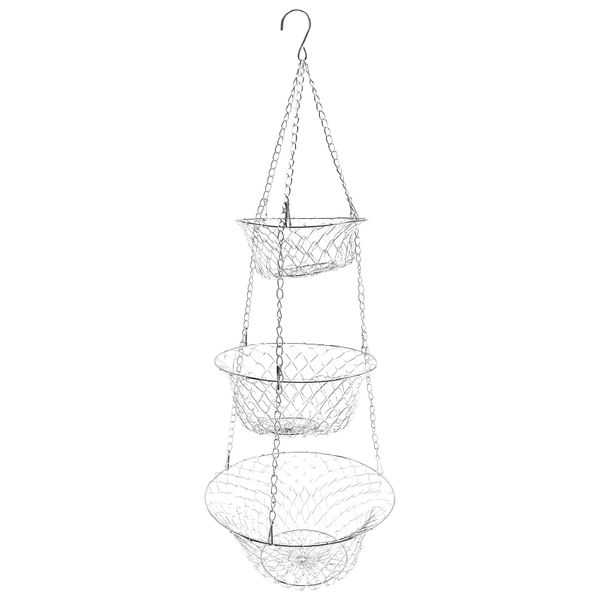 3 Tier Fruit Vegetable Kitchen Storage Basket Hanging Basket(Copper)