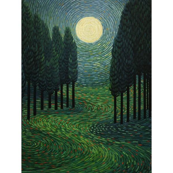 Fantasy Grove Night Diamond Painting Kit: 5D Full Drill, Magical Night