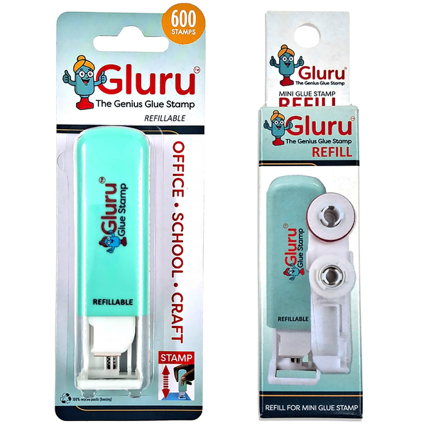 Gluru Mini Glue Stamp - 3-Pack + 2 Refill Packs