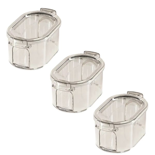 3 Pack Stackable Spice Storage Containers - Transparent